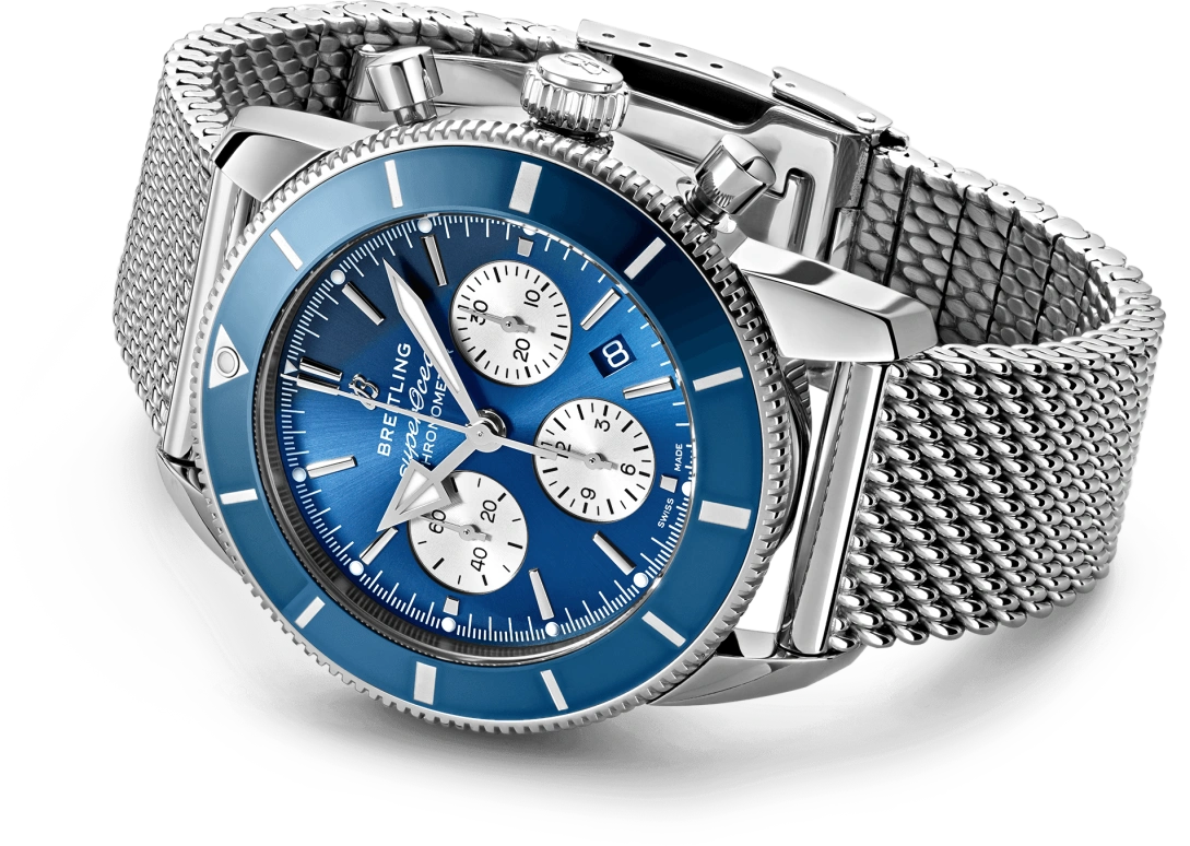Breitling,Superocean Heritage 44mm,44mm,Stainless Steel,Blue,Silver,Automatic,Chronograph,Day,AB0162161C1A1