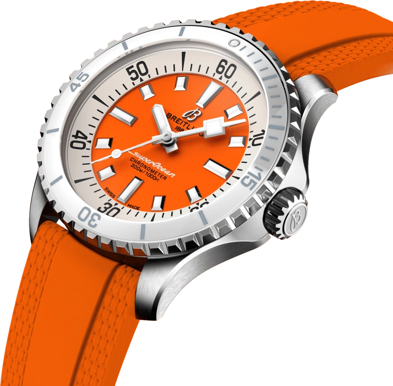 Breitling,Superocean 36mm,36mm,Stainless Steel,Orange,Automatic,40hours,In-house Caliber,A17377211O1S1