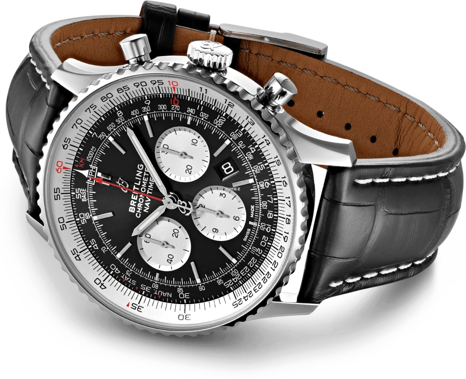 Breitling,Navitimer 46mm,46mm,Stainless Steel,Black,White,Automatic,Chronograph,Day,AB0127211B1P1