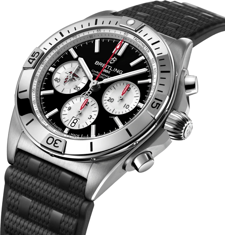 Breitling,Chronomat 42mm,42mm,Stainless Steel,Black,Automatic,Chronograph,Day,AB01342B1B3S1