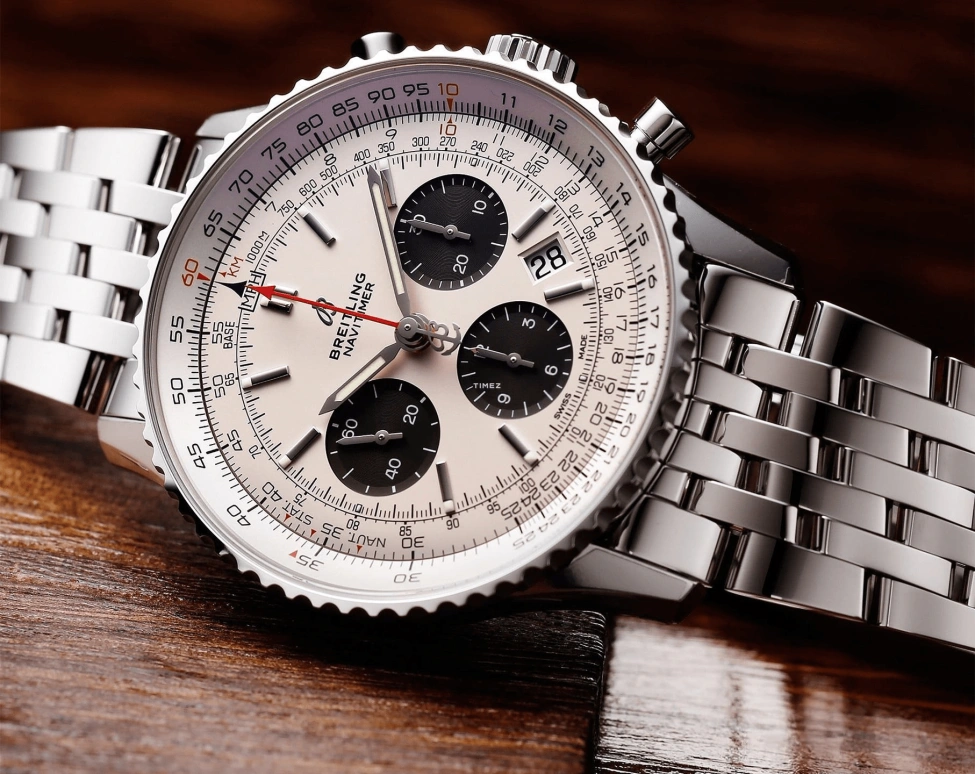 Breitling,Navitimer 43mm,43mm,Stainless Steel,White,Black,Automatic,Chronograph,Day,AB0121211G1A1