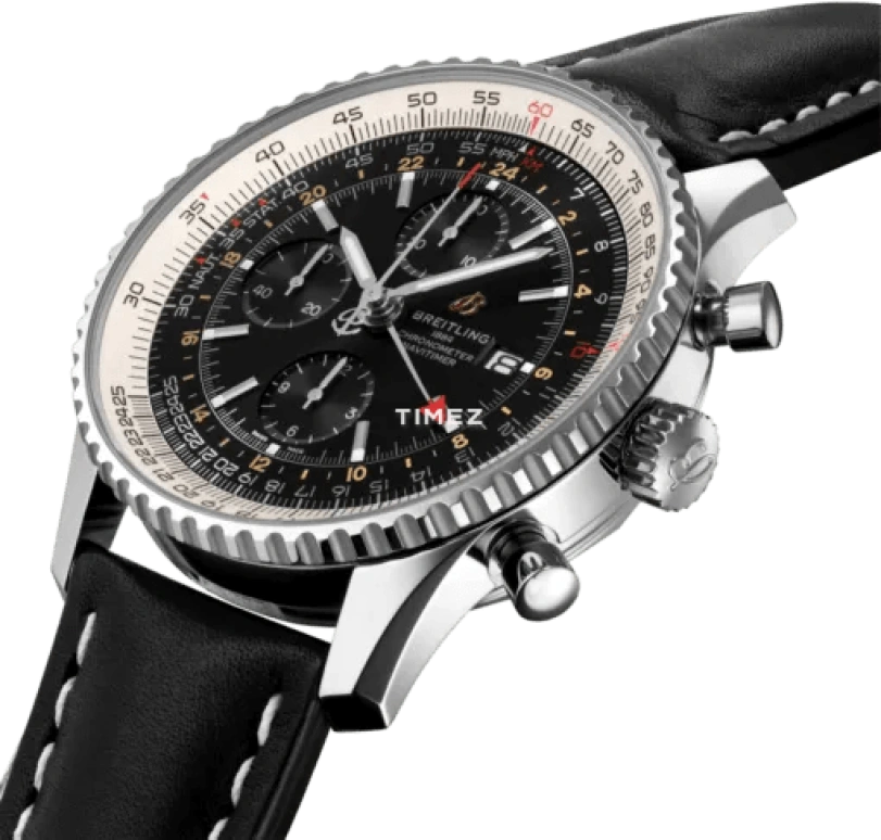 Breitling,Navitimer 46mm,46mm,Stainless Steel,Black,Automatic,Chronograph,Day,Dule Time,A24322121B2X1