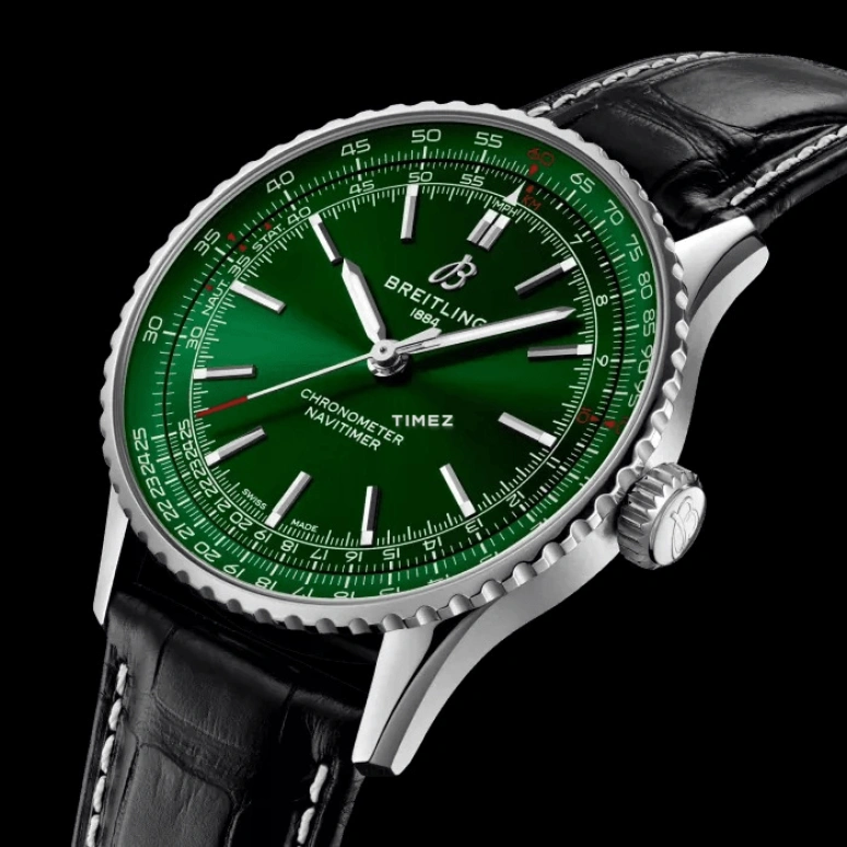 Breitling,Navitimer 41mm,41mm,Stainless Steel,Green,Automatic,Sapphire,Crystal Glass,Round,A17329371L1P1