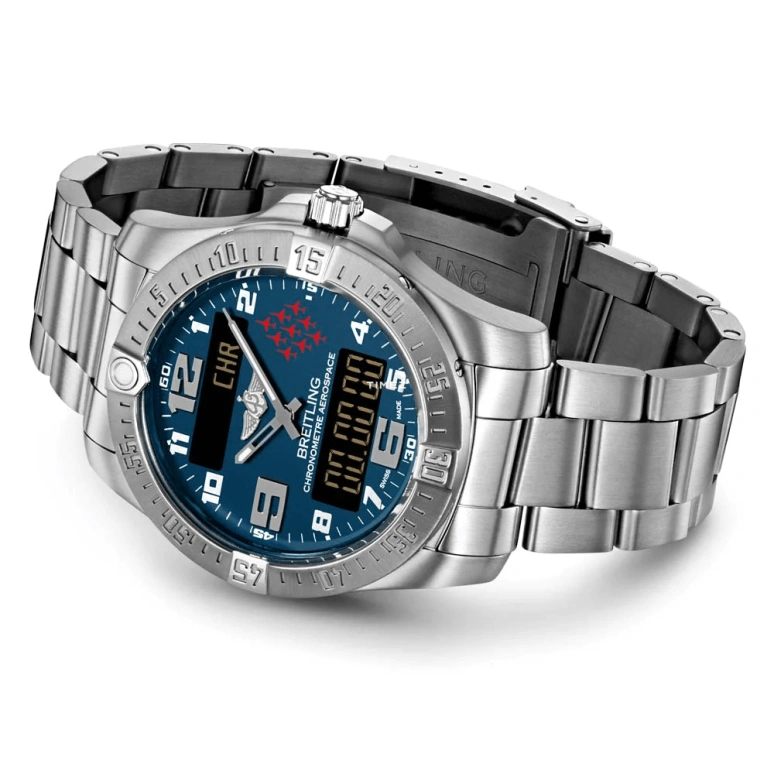 Breitling,Aerospace 43mm,43mm,Titanium,Blue,Quartz,Countdown,Chronograph,Day,Dule Time,Sapphire,Crystal Glass,Round,E793636E1C1E1