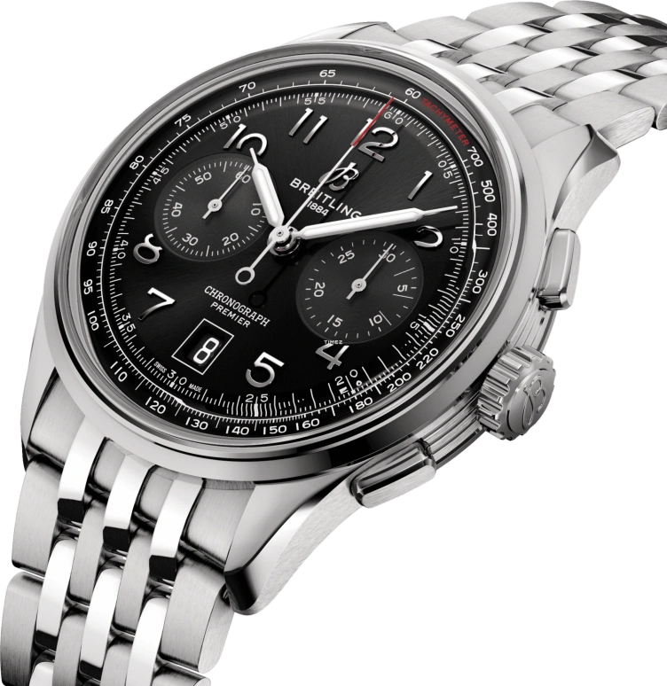 Breitling,Premier 42mm,42mm,Stainless Steel,Black,Automatic,Chronograph,Day,AB0145221B1A1