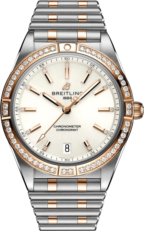 Breitling,Chronomat 36mm,36mm,Red Gold,Stainless Steel,White,Automatic,Chronograph,Day,U10380591A1U1
