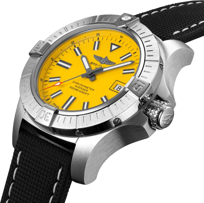 Breitling,Avenger 45mm,45mm,Stainless Steel,Yellow,Automatic,Chronograph,Date,Anti-magnetic,A17319101I1X1