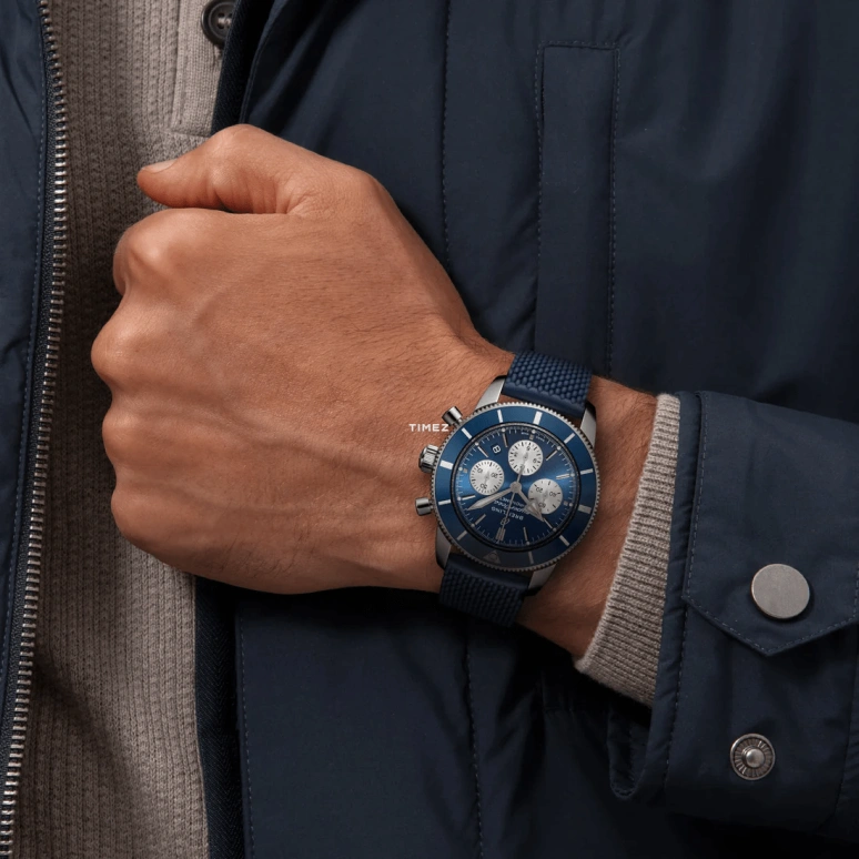 Breitling,Superocean Heritage 44mm,44mm,Stainless Steel,Blue,Silver,Automatic,Chronograph,Day,AB0162161C1S1