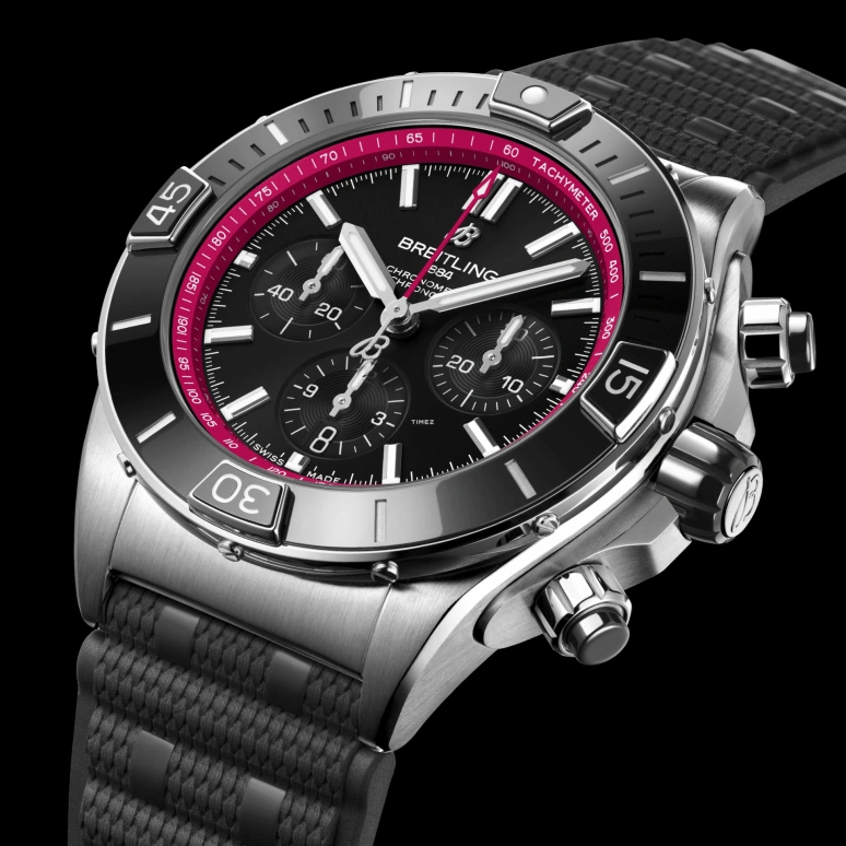 Breitling,Other 44mm,44mm,Stainless Steel,Black,Automatic,Chronograph,Day,AB01367A1B1S1
