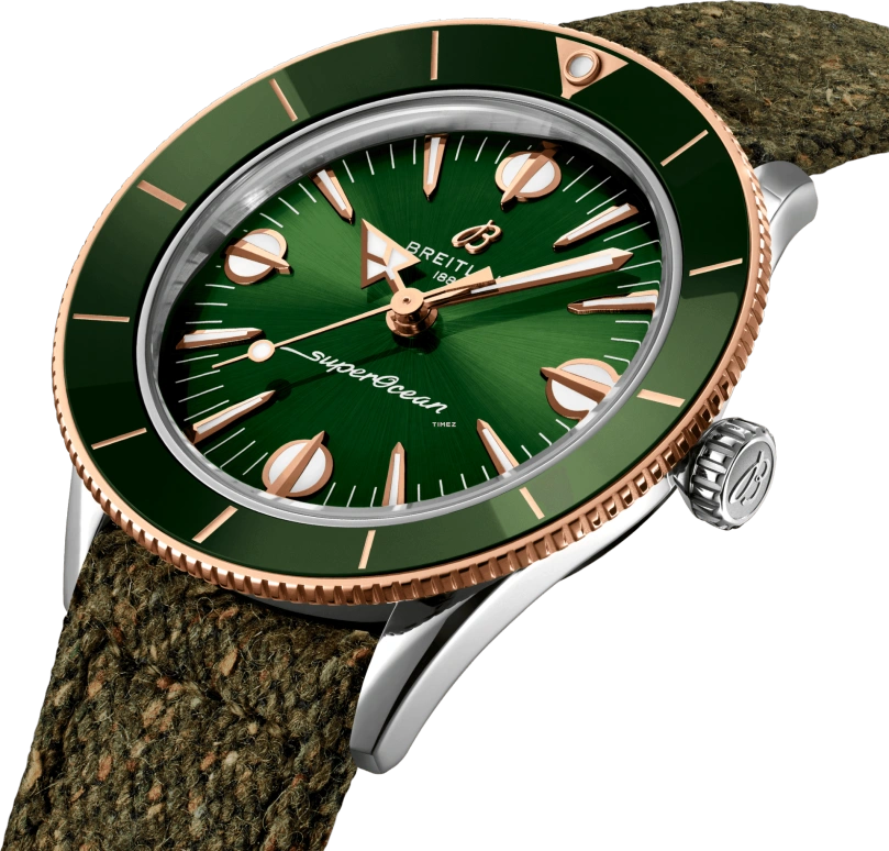 Breitling,Superocean Heritage 38mm,38mm,Stainless Steel,Red Gold,Green,Automatic,Sapphire,Crystal Glass,Round,U10340361L1A1