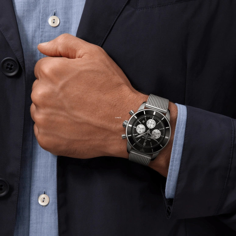 Breitling,Superocean Heritage 44mm,44mm,Stainless Steel,Black,Automatic,Chronograph,Day,AB0162121B1A1