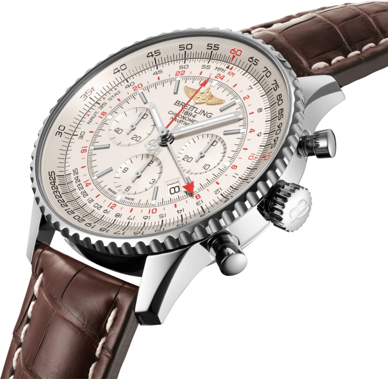Breitling,Navitimer 48mm,48mm,Stainless Steel,White,Automatic,Chronograph,Day,AB0441211G1P1