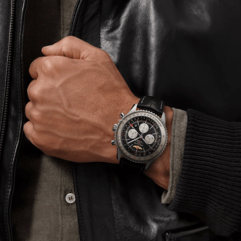 Breitling,Navitimer 48mm,48mm,Stainless Steel,Black,Automatic,Chronograph,Day,AB0441211B1P1