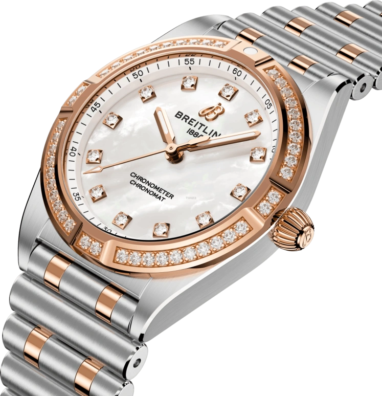 Breitling,Chronomat 28mm,28mm,Stainless Steel,Red Gold,Silver White,Quartz,In-house Caliber,Sapphire,Crystal Glass,U72310531A1U1