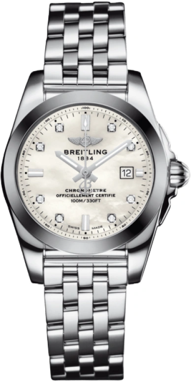 Breitling,Galactic 29mm,29mm,Stainless Steel,White,Quartz,Day,In-house Caliber,W72348121A2A1