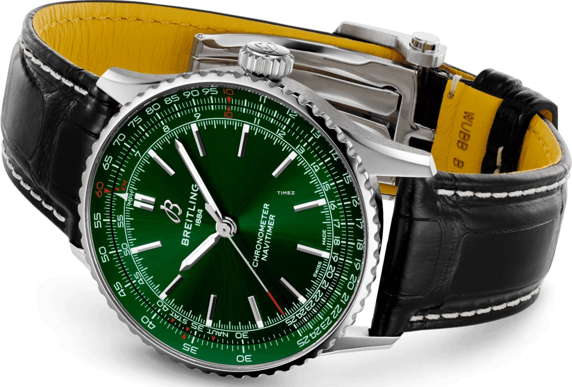 Breitling,Navitimer 41mm,41mm,Stainless Steel,Green,Automatic,Sapphire,Crystal Glass,Round,A17329371L1P1