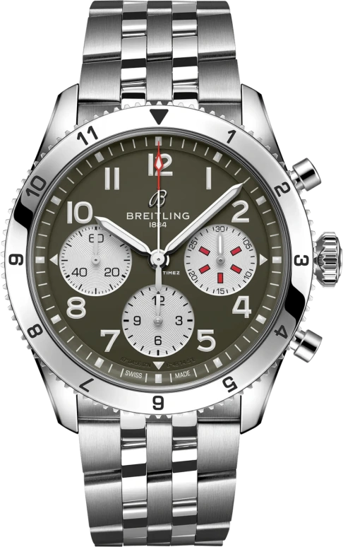 Breitling,Classic AVI 42mm,42mm,Stainless Steel,Black,Automatic,Chronograph,42hours,A233802A1L1A1