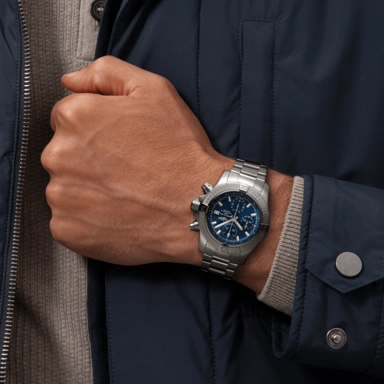 Breitling,Avenger 43mm,43mm,Stainless Steel,Blue,Automatic,Chronograph,Date,Compass,A13385101C1A1
