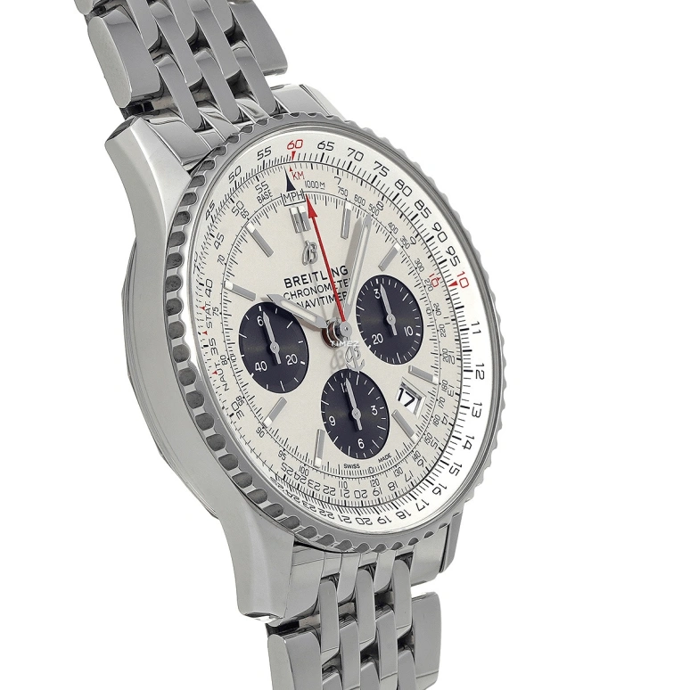 Breitling,Navitimer 43mm,43mm,Stainless Steel,White,Black,Automatic,Chronograph,Day,AB0121211G1A1