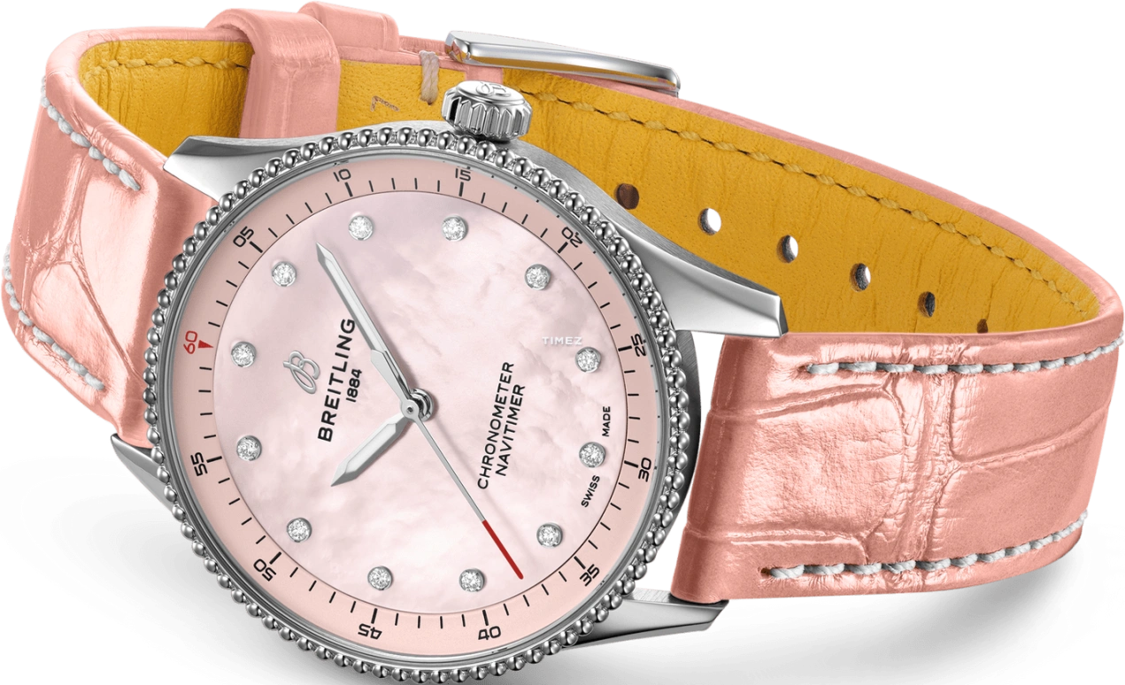 Breitling,Navitimer 32mm,32mm,Stainless Steel,Pink Red,Quartz,26280hours,In-house Caliber,A77320D91K1P1