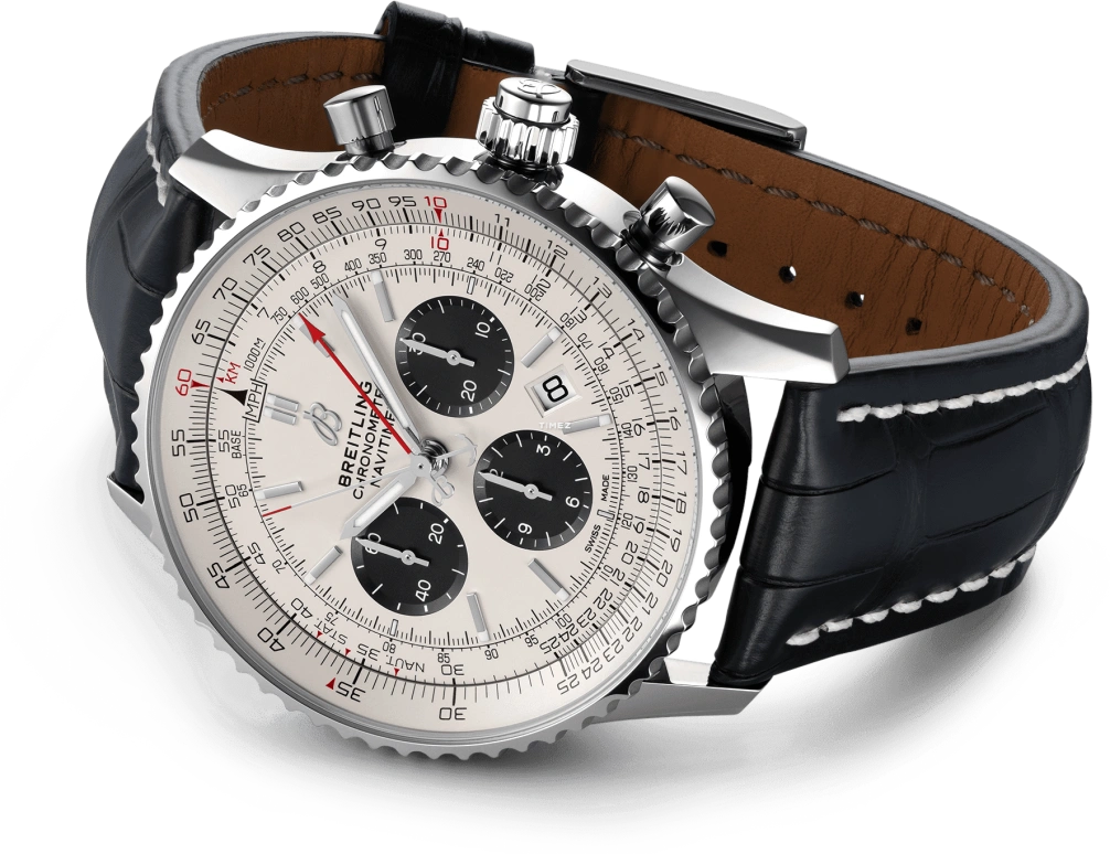 Breitling,Navitimer 45mm,45mm,Stainless Steel,Silver,Automatic,Chronograph,Day,Rattrapante,AB0310211G1P2