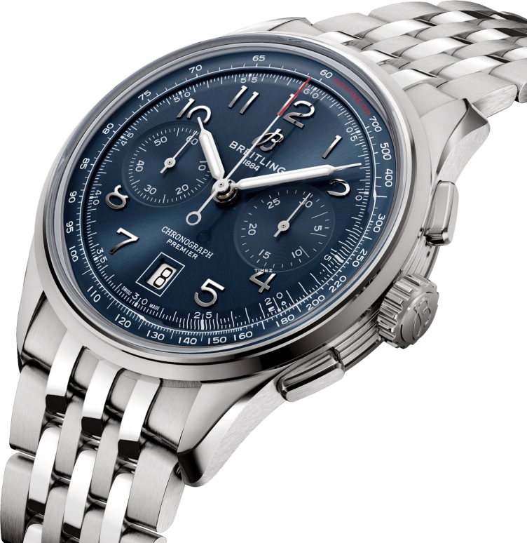 Breitling,Premier 42mm,42mm,Stainless Steel,Blue,Automatic,Chronograph,Day,AB0145171C1A1
