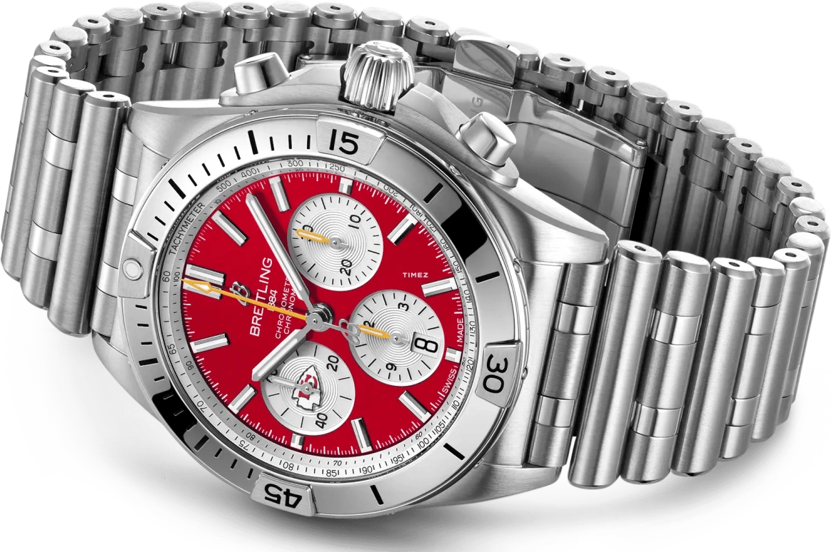 Breitling,Chronomat 42mm,42mm,Stainless Steel,Red,Automatic,Chronograph,Day,AB01342B1K5A1