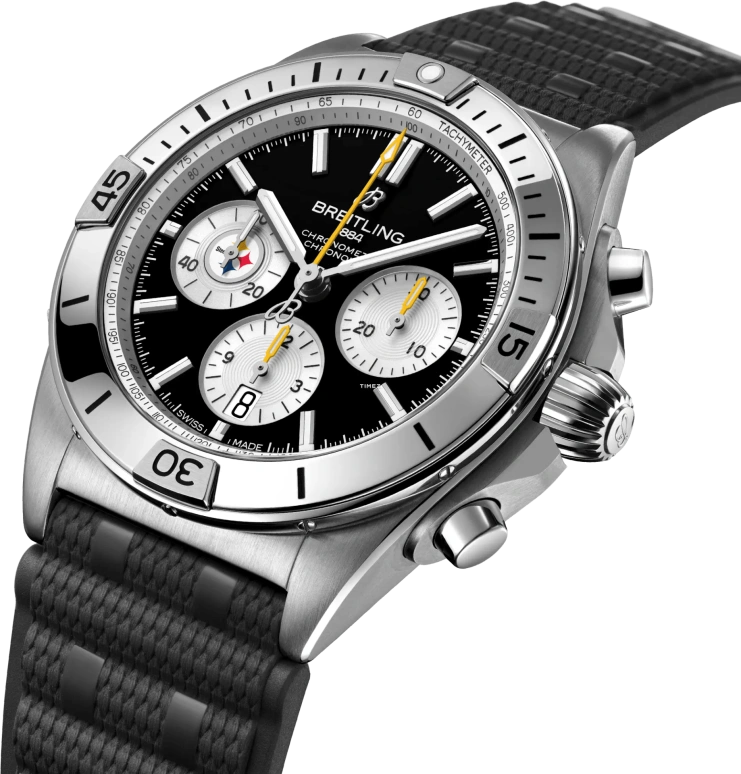 Breitling,Chronomat 42mm,42mm,Stainless Steel,Black,White,Automatic,Chronograph,Day,AB01342B1B2S1
