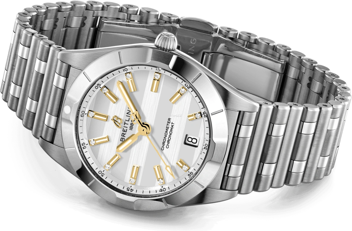 Breitling,Chronomat 32mm,32mm,Stainless Steel,White,Quartz,Day,26280hours,A773105A1A1A1