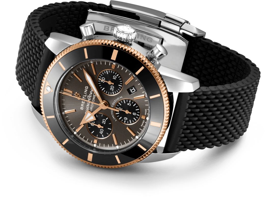 Breitling,Superocean Heritage 44mm,44mm,Red Gold,Stainless Steel,Grey,Automatic,Chronograph,Day,UB01621A1M1S1
