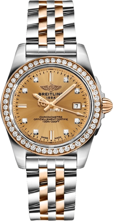 Breitling,Galactic 32mm,32mm,Rose Gold,Stainless Steel,Champagne,Quartz,Day,26280hours,C7133053,C7133053/H550/792C/A14BA.1