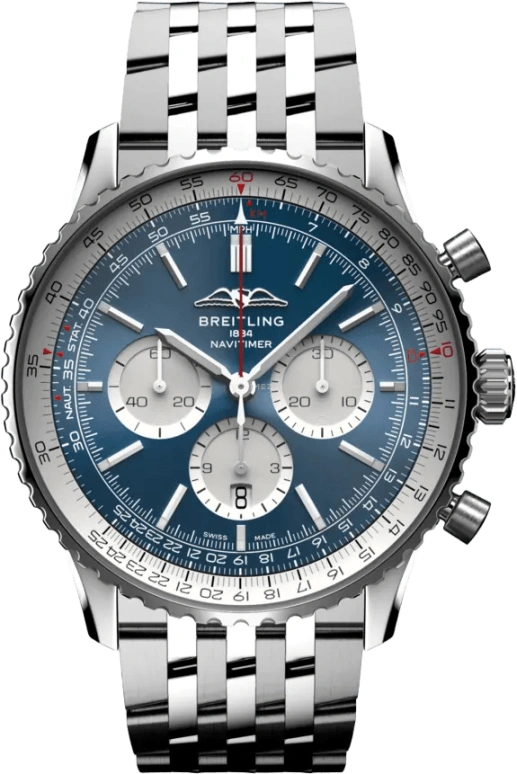 Breitling,Navitimer 46mm,46mm,Stainless Steel,Blue,Automatic,Chronograph,Day,AB0137211C1A1