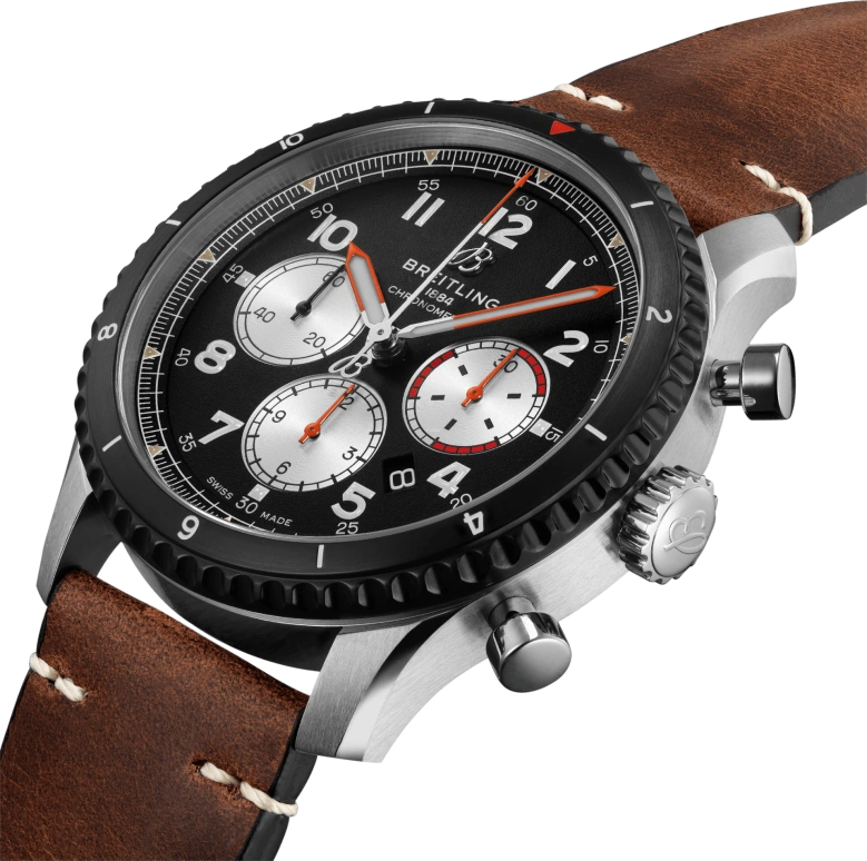 Breitling,Aviatior 8 43mm,43mm,Stainless Steel,Black,Automatic,Chronograph,Day,AB01194A1B1X1