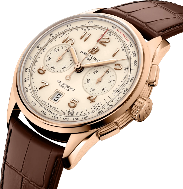 Breitling,Premier 42mm,42mm,Red Gold,White,Automatic,Chronograph,Day,RB0145371G1P2