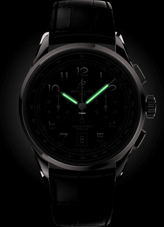 Breitling,Premier 42mm,42mm,Stainless Steel,Black,Automatic,Chronograph,Day,AB0145221B1P2