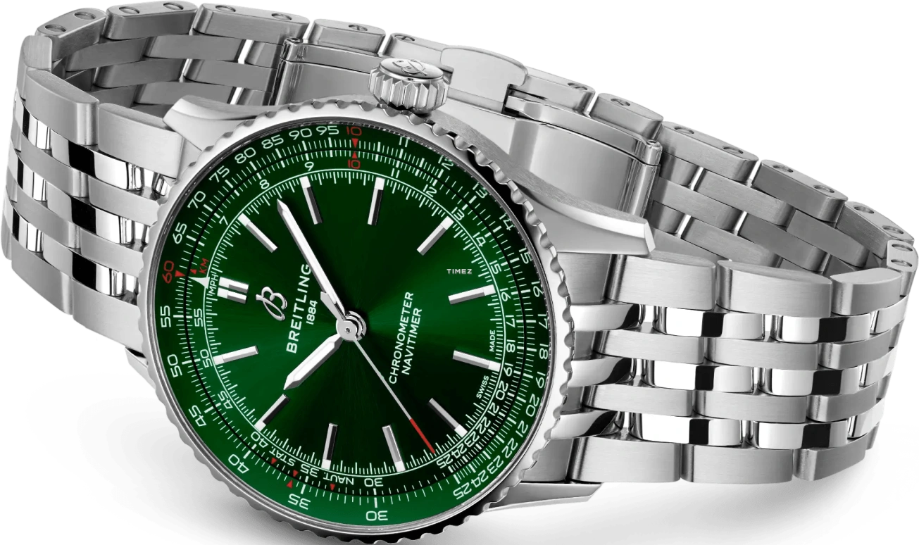 Breitling,Navitimer 41mm,41mm,Stainless Steel,Green,Automatic,38hours,In-house Caliber,A17329371L1A1