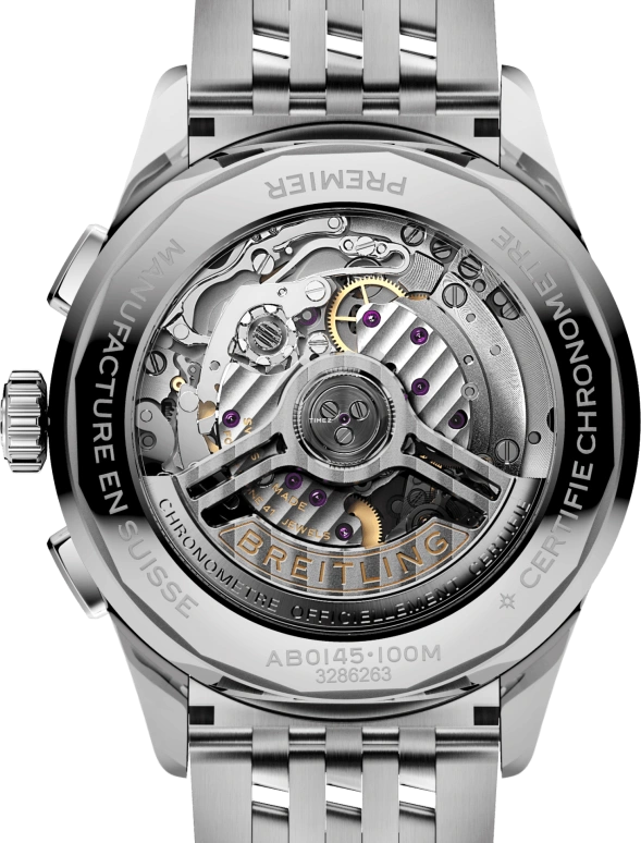 Breitling,Premier 42mm,42mm,Stainless Steel,Salmon,Automatic,Chronograph,Day,AB0145331K1A1