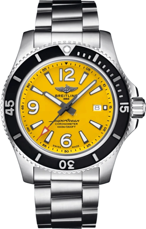 Breitling,Superocean 44mm,44mm,Stainless Steel,Yellow,Automatic,Day,40hours,A17367021I1A1