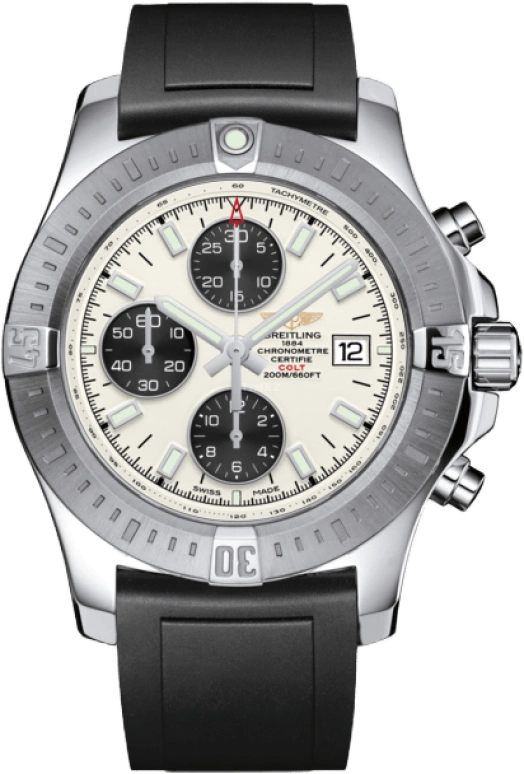 Breitling,Colt 44mm,44mm,Stainless Steel,White,Automatic,Chronograph,Day,A1338811,A1338811/G804/131S/A20S.1