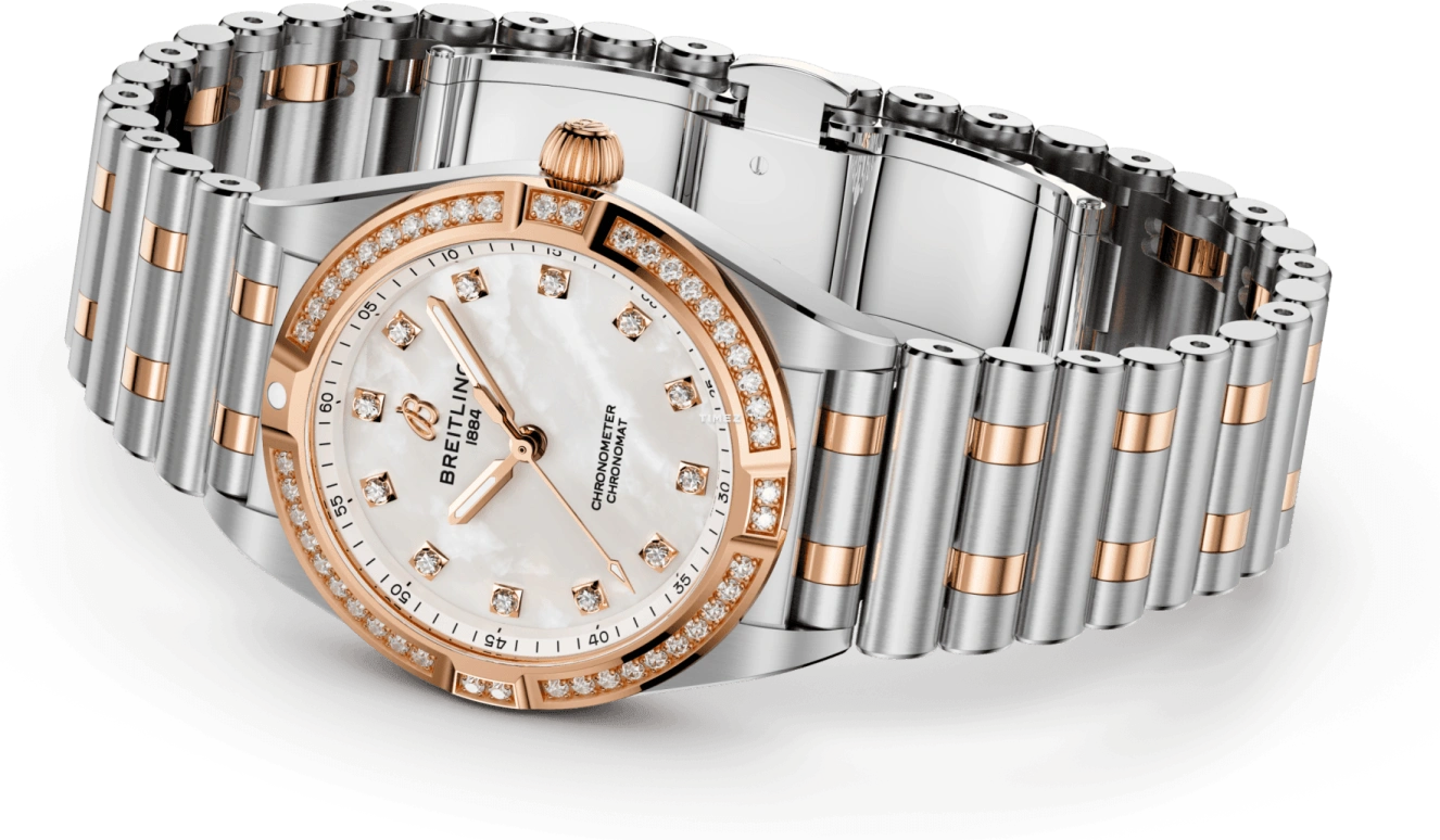 Breitling,Chronomat 28mm,28mm,Stainless Steel,Red Gold,Silver White,Quartz,In-house Caliber,Sapphire,Crystal Glass,U72310531A1U1