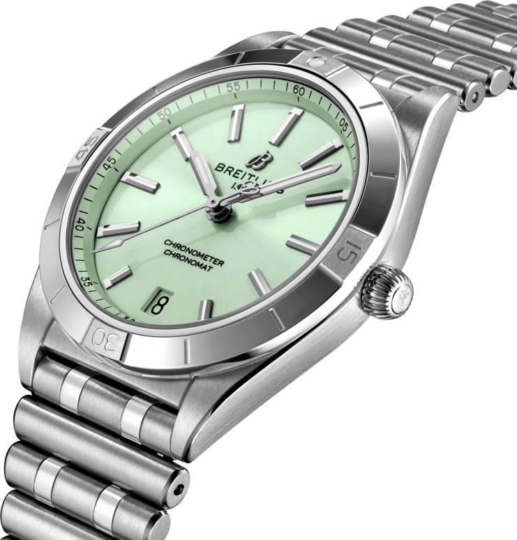 Breitling,Chronomat 36mm,36mm,Stainless Steel,Green,Automatic,Chronograph,Day,A10380101L1A1