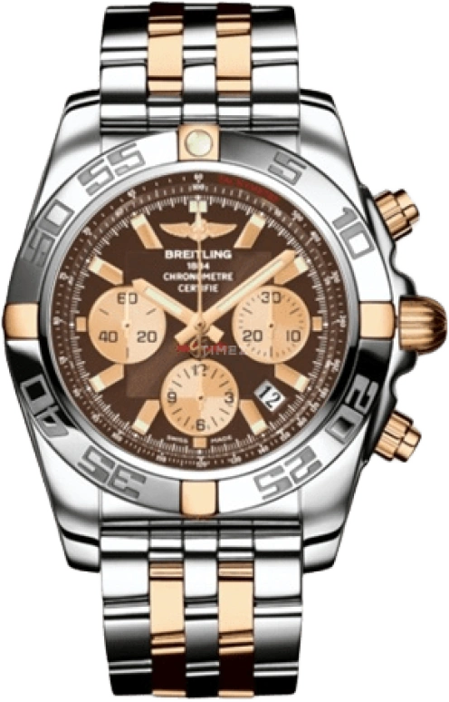 Breitling,Chronomat 44mm,44mm,Rose Gold,Stainless Steel,Brown,Automatic,Chronograph,Day,Column Wheel,IB011012,IB011012/Q576/375C