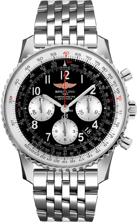 Breitling,Navitimer 43mm,43mm,Stainless Steel,Black,Automatic,Chronograph,Day,AB012012,AB012012/BB02/447A