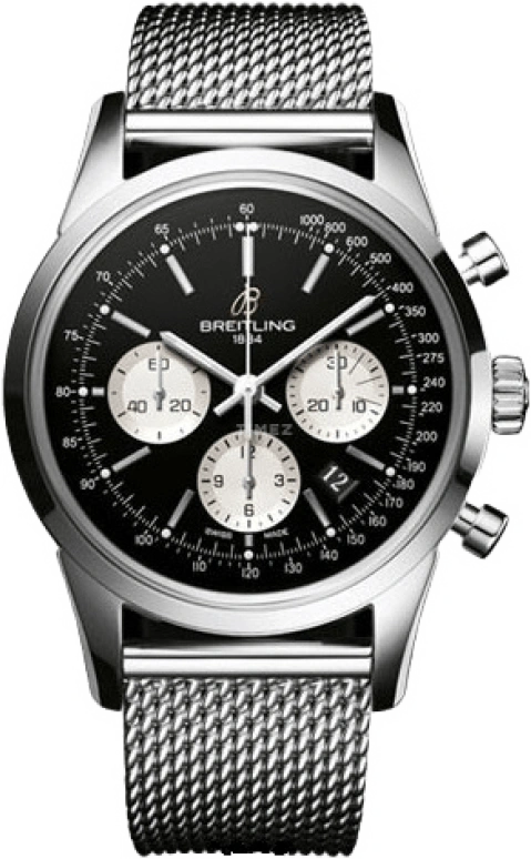 Breitling,Transocean 43mm,43mm,Stainless Steel,Black,Silver,Automatic,Chronograph,Day,AB015112,AB015112/BA59/154A