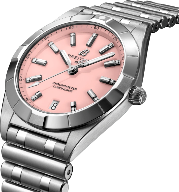 Breitling,Chronomat 32mm,32mm,Stainless Steel,Pink,Quartz,26280hours,In-house Caliber,A77310101K1A1