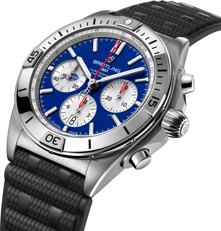 Breitling,Chronomat 42mm,42mm,Stainless Steel,Blue,White,Automatic,Chronograph,Day,AB01342B1C3S1