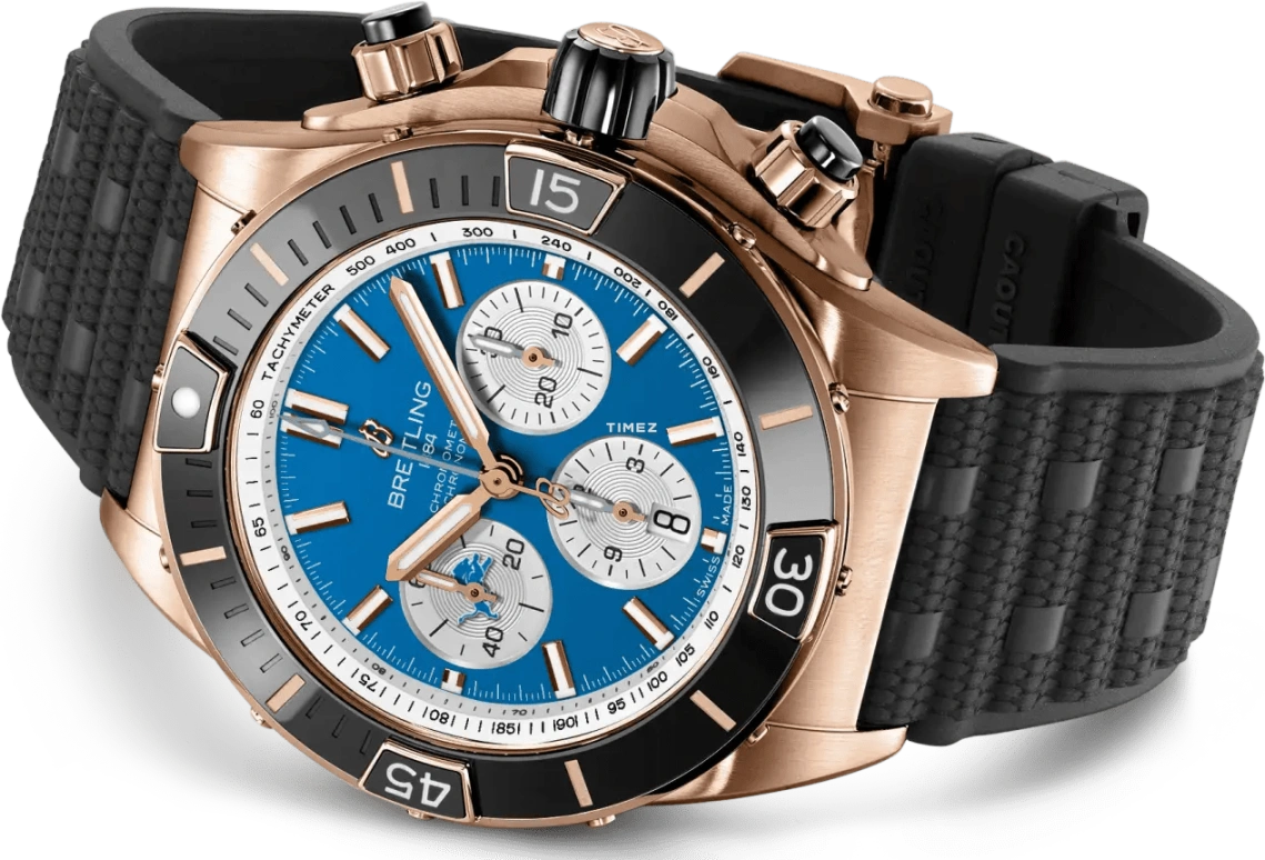Breitling,Chronomat 44mm,44mm,Red Gold,Ceramic,Blue,Automatic,Chronograph,Day,RB01366A1C2S1