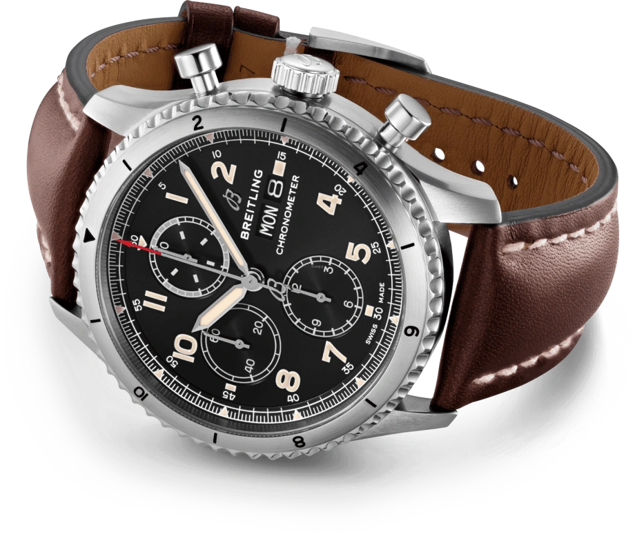 Breitling,Aviatior 8 43mm,43mm,Stainless Steel,Black,Automatic,Chronograph,Date,Compass,A13316101B1X3