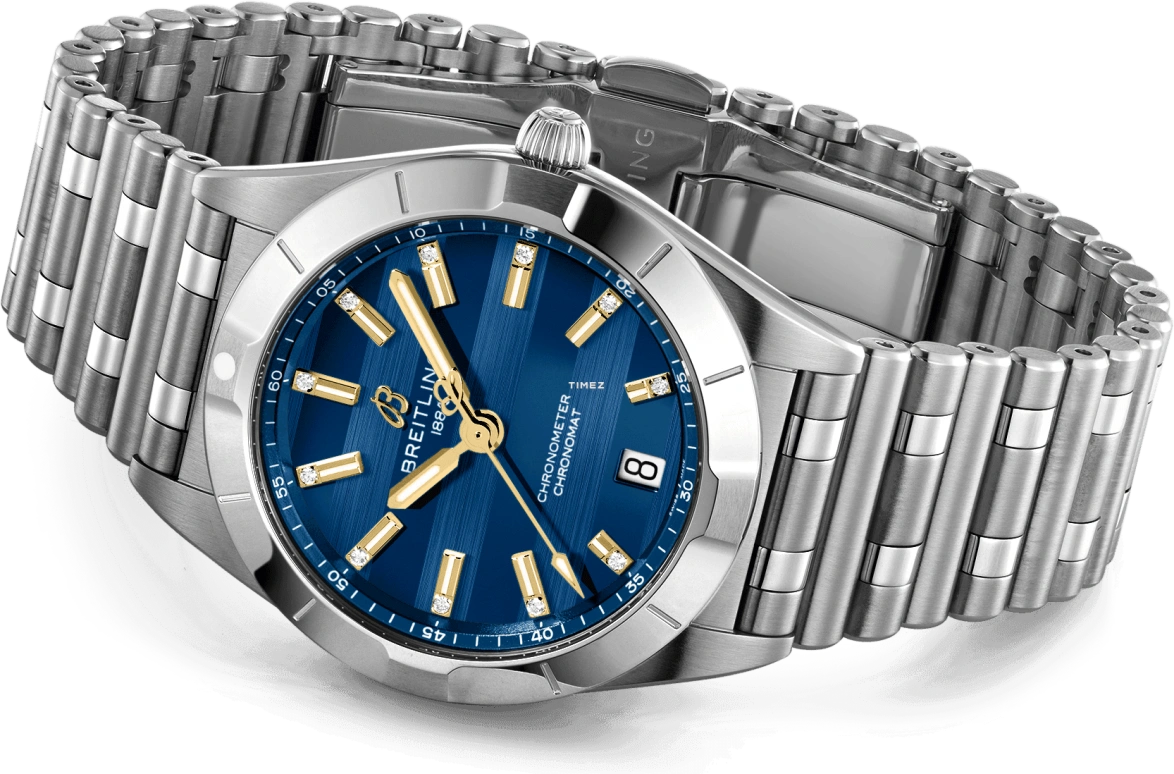 Breitling,Chronomat 32mm,32mm,Stainless Steel,Blue,Quartz,Day,26280hours,A773106A1C1A1