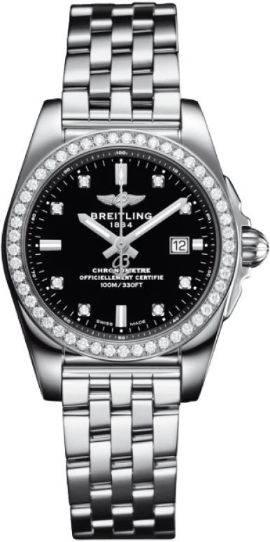 Breitling,Galactic 29mm,29mm,Stainless Steel,Black,Quartz,Day,In-house Caliber,A7234853,A7234853/BE57/91A